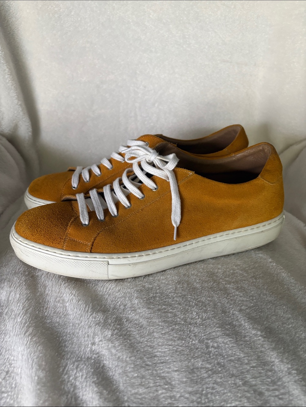 Paul Frederick Suede Leather Mustard Low Top Lace Sneaker